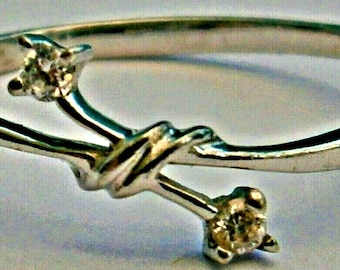 Vintage Sterling Silver/Gold Plated Crystal Love Knot Twist Ring