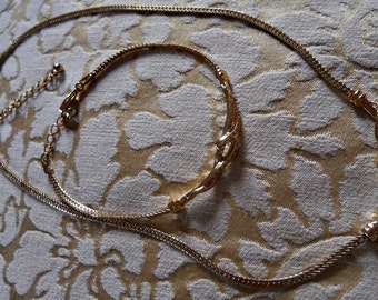 Vintage Gold-tone Faux Diamond Necklace/Bracelet Set