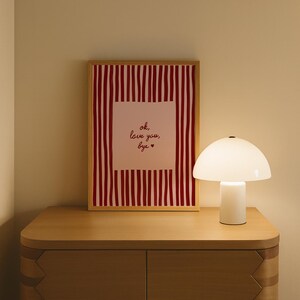 Ok Love You Bye Print, Olivia Dean Lyric Wall Art, Striped Entryway Poster, Digital Download image 2
