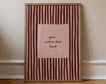 Custom Text Print, Vintage Striped Wall Art, Personalized Typography Wall Art, Digital Download