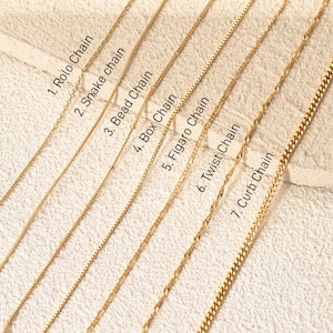 18K gouden ketting, kabelketting, gedraaide ketting, Figaro, kinketting, doosketting, slangenketting, zilveren ketting, sierlijke ketting voor kinderen
