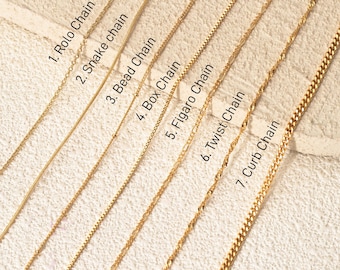 18K Gold Chain Necklace, Cable Chain, Twist Chain, Figaro, Curb Chain, Box Chain, Snake Chain, Silver Chain Necklace, Dainty Chain for Kids