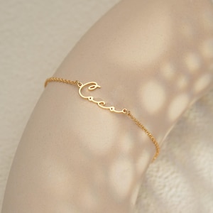 Personalized Name Bracelet, Custom Script Nameplate Bracelet, Gold Jewelry, Birthday Gift for Her, Bridesmaid Proposal, Mother's Day Gift