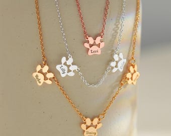Personalized Paw Print Name Necklace | Pet Jewelry