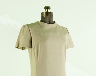 1960s Cream Silk Mod Shift Dress