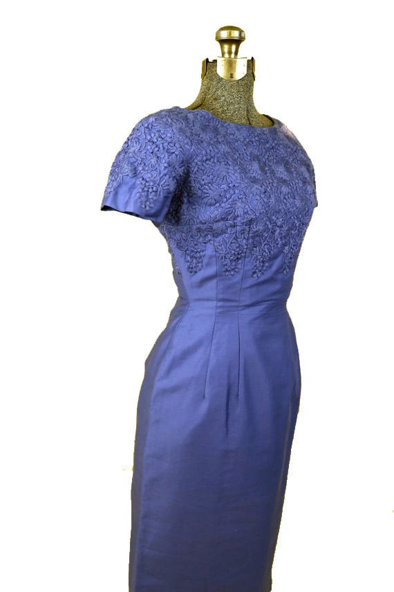 1960s Embroidered Wiggle Dress