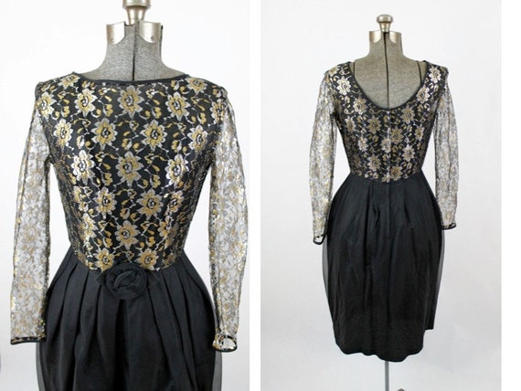 1960s Sweetheart Neckline Bubble Skirt Dress // 27