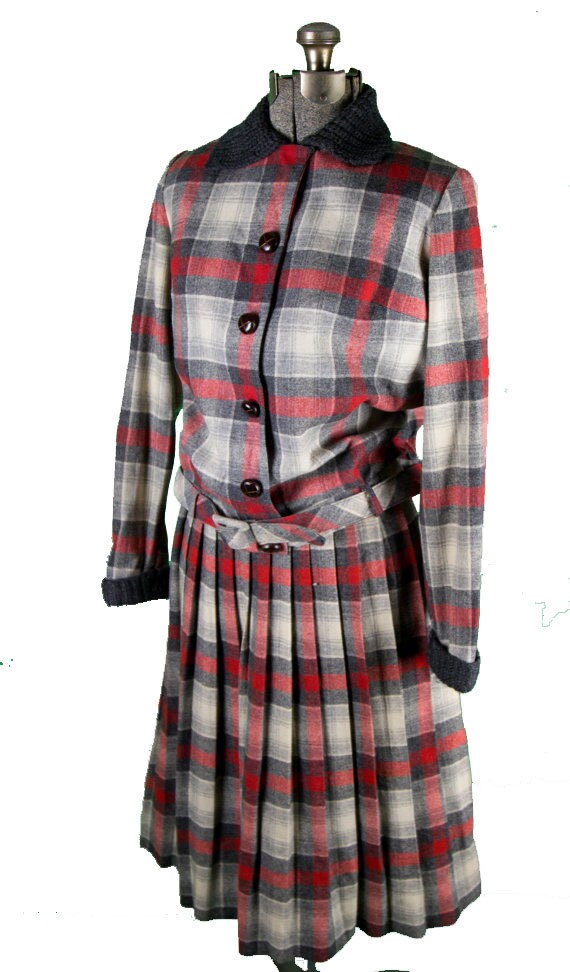 1950s Bobbie Brooks Plaid Dress Set