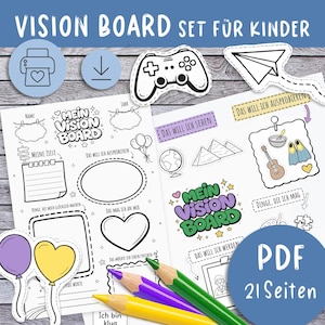 VISION BOARD Bastel-Kit für Kinder (PDF) viele Vorlagen