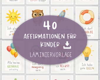 40 Affirmation Cards for Children PDF Print Template
