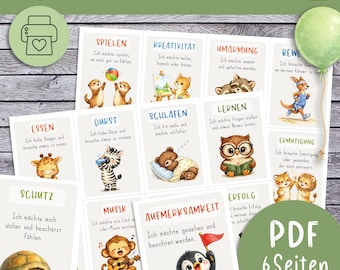 48 Bedürfniskarten für Kinder Gefühle benennen