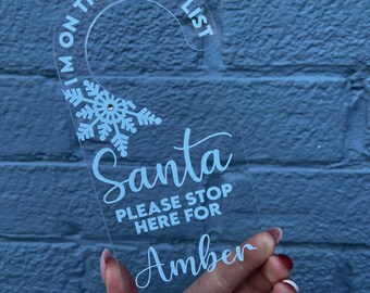Personalised santa stop here sign - Santa stop here - Christmas eve decoration - Christmas decoration