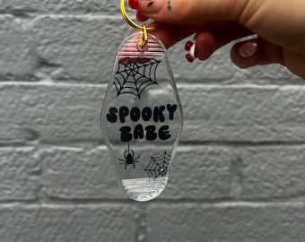 Spooky babe keyring - goth girl keyring - halloween keyring - cute keyring - custom keyring
