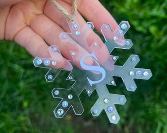 Personalised initial snowflake decoration - snowflake decoration - initial bauble