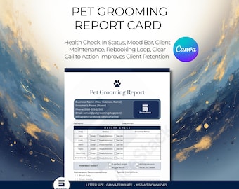 Scheda di valutazione e controllo sanitario per la toelettatura degli animali domestici - Modello Canva modificabile