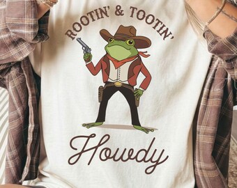 Frosch im Cowboy-Shirt, lustiges sarkastisches Internet-Viralfrosch-Meme-T-Shirt, Frosch-Geschenke für Tierliebhaber, Komfortfarben