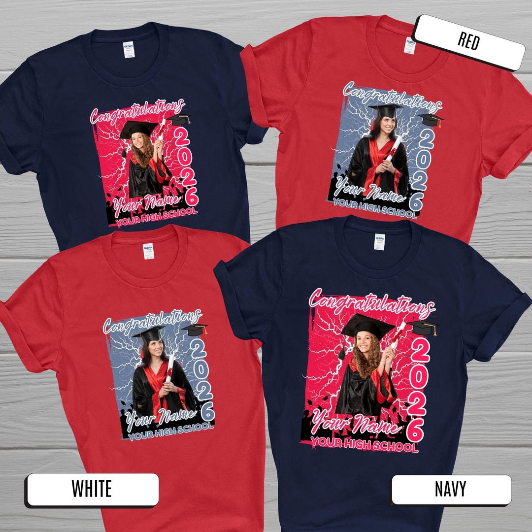 Custom Photo 2026 Bootleg Graduation T-shirts, Customizable 90s Retro ...