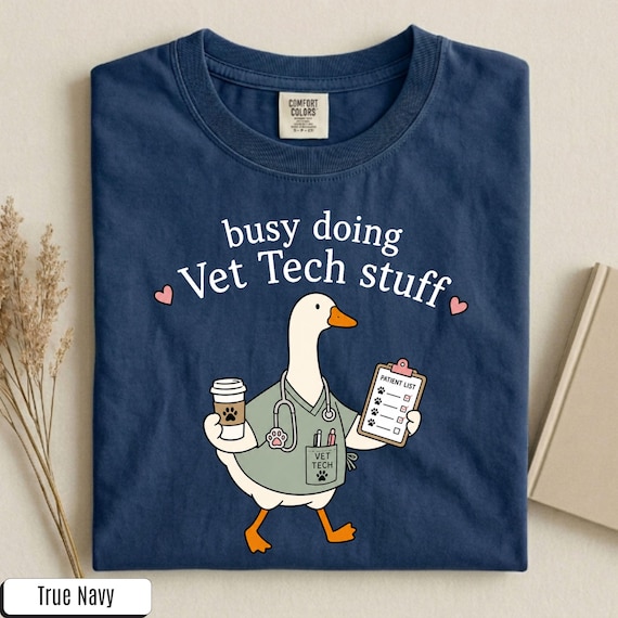 Busy Doing Vet Tech Stuff Comfort Colors® Tshirt, Funny Goose Vet Tech Shirt, Veterinary Technician Graduation Gift, Vet Clinic Team Sweater