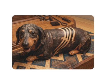 Dog Tags Dachshund Pet Food Mat 12x18 | Non-Slip Dog Bowl Placemat