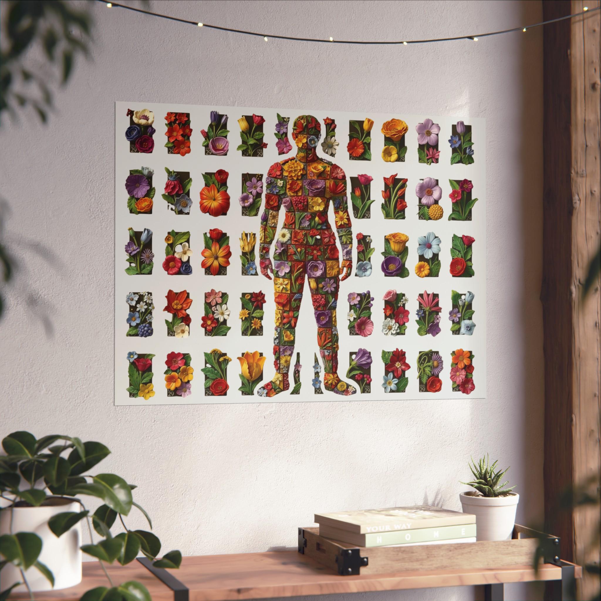 Floral Human Anatomy Fine Art Poster | Surreal Botanical Mosaic Wall ...