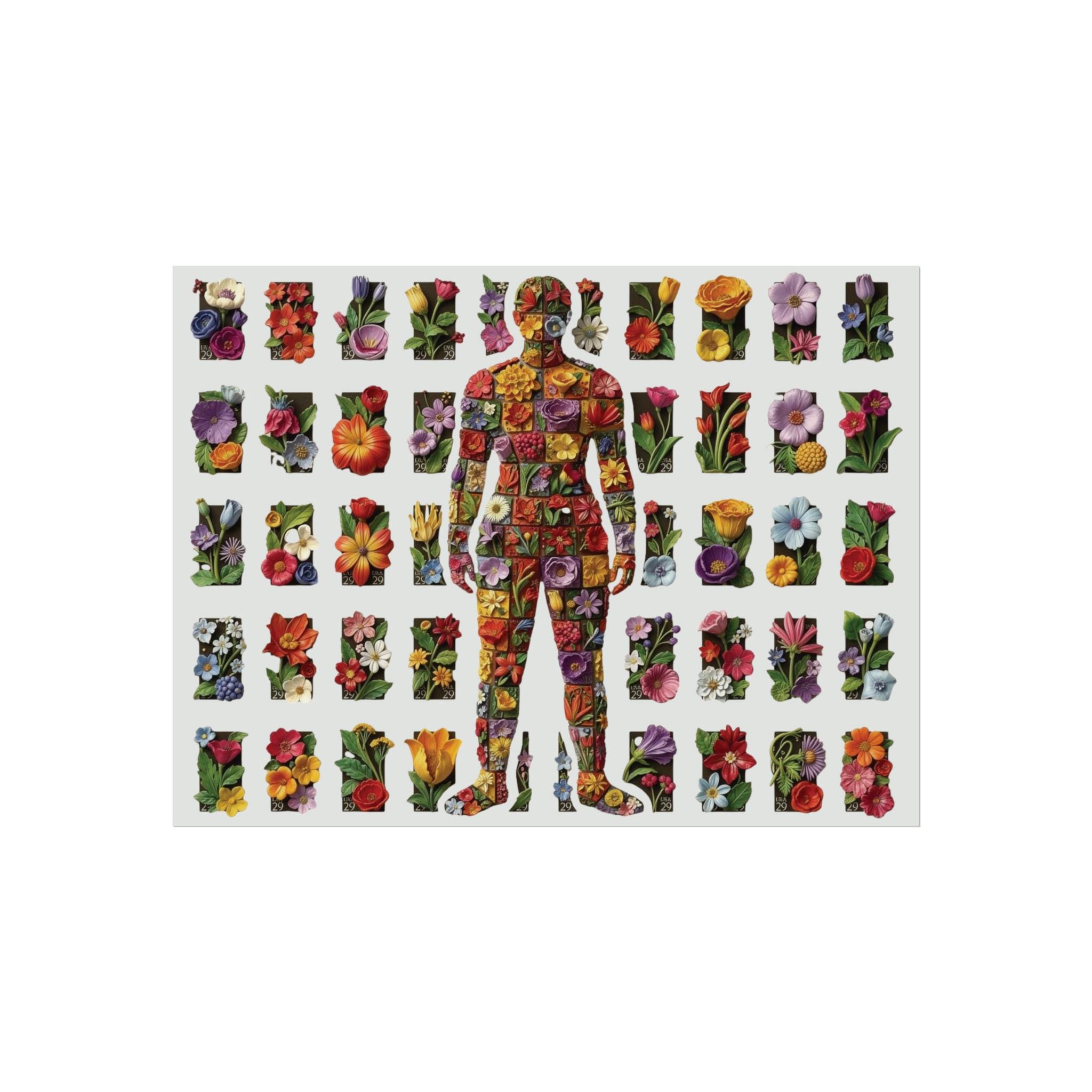Floral Human Anatomy Fine Art Poster | Surreal Botanical Mosaic Wall ...