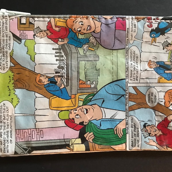 Archie Comic Book That Is Upcycled And Handmade Into A Zippered Pouch -  Fabric Lining - Free Shipping USA and Canada