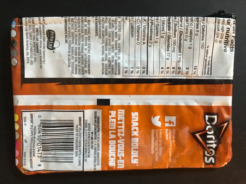 Doritos Zesty Cheddar Upcycled Chip Bag Handmade Into A Gift Idea for A