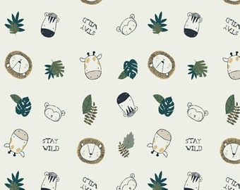 FLANNEL FABRIC-Pre Cut yardage-Zoo Animals Nursery Fabric 100/% Cotton Fabric
