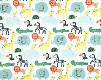 FLANNEL FABRIC-Pre Cut yardage-Zoo Animals Nursery Fabric 100/% Cotton Fabric