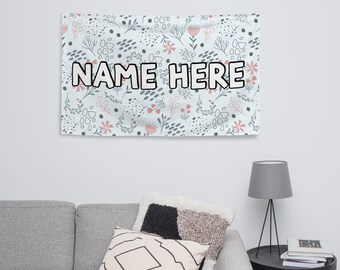 Gepersonaliseerde Boheemse vlag, minimalistische banner met eigen naam, boho woondecoratie, gezellige vlag, modern geïnspireerd cadeau, chique decoratief stuk