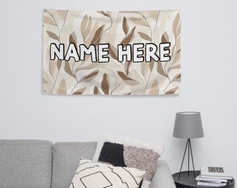Gepersonaliseerde Boheemse vlag, minimalistische banner met eigen naam, boho woondecoratie, gezellige vlag, modern geïnspireerd cadeau, chique decoratief stuk
