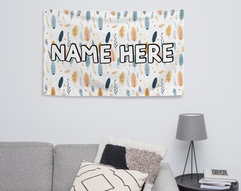 Gepersonaliseerde Boheemse vlag, minimalistische banner met eigen naam, boho woondecoratie, gezellige vlag, modern geïnspireerd cadeau, chique decoratief stuk