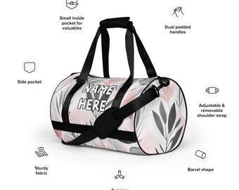 Gepersonaliseerde bohemian sporttas, minimalistische workouttas met eigen naam, boho fitnesstas, elegante weekendtas, hippie tribal reistas