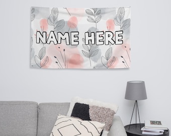 Gepersonaliseerde Boheemse vlag, minimalistische banner met eigen naam, boho woondecoratie, gezellige vlag, modern geïnspireerd cadeau, chique decoratief stuk