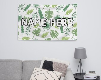 Gepersonaliseerde Boheemse vlag, minimalistische banner met eigen naam, boho woondecoratie, gezellige vlag, modern geïnspireerd cadeau, chique decoratief stuk