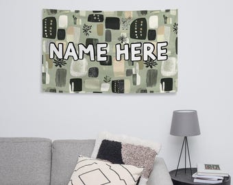 Gepersonaliseerde Boheemse vlag, minimalistische banner met eigen naam, boho woondecoratie, gezellige vlag, modern geïnspireerd cadeau, chique decoratief stuk
