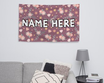 Gepersonaliseerde Boheemse vlag, minimalistische banner met eigen naam, boho woondecoratie, gezellige vlag, modern geïnspireerd cadeau, chique decoratief stuk