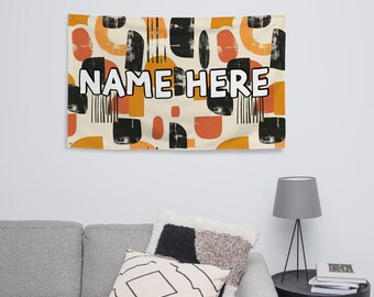 Gepersonaliseerde Boheemse vlag, minimalistische banner met eigen naam, boho woondecoratie, gezellige vlag, modern geïnspireerd cadeau, chique decoratief stuk