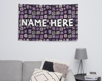 Gepersonaliseerde Boheemse vlag, minimalistische banner met eigen naam, boho woondecoratie, gezellige vlag, modern geïnspireerd cadeau, chique decoratief stuk