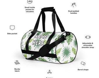 Gepersonaliseerde bohemian sporttas, minimalistische workouttas met eigen naam, boho fitnesstas, elegante weekendtas, hippie tribal reistas