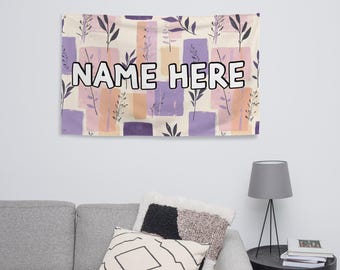 Gepersonaliseerde Boheemse vlag, minimalistische banner met eigen naam, boho woondecoratie, gezellige vlag, modern geïnspireerd cadeau, chique decoratief stuk