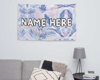 Gepersonaliseerde Boheemse vlag, minimalistische banner met eigen naam, boho woondecoratie, gezellige vlag, modern geïnspireerd cadeau, chique decoratief stuk