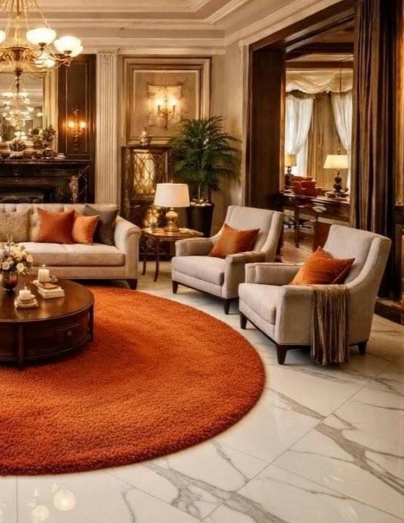 Hand Tufted Wool Round Rug, Terracotta Area Rug, Plush Soft Carpet ...