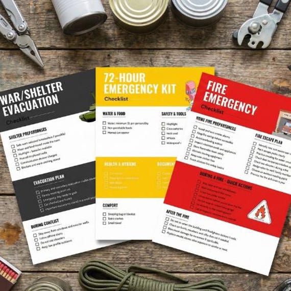 Emergency Preparedness Binder | Survival Checklist Bundle | Earthquake, Fire, Flood, Blackout, 72-Hour Kit,