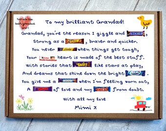 Birthday Chocolate Gift Box with Poem | Personalised Letterbox Gift Hamper for Grandad Grandpa Pops