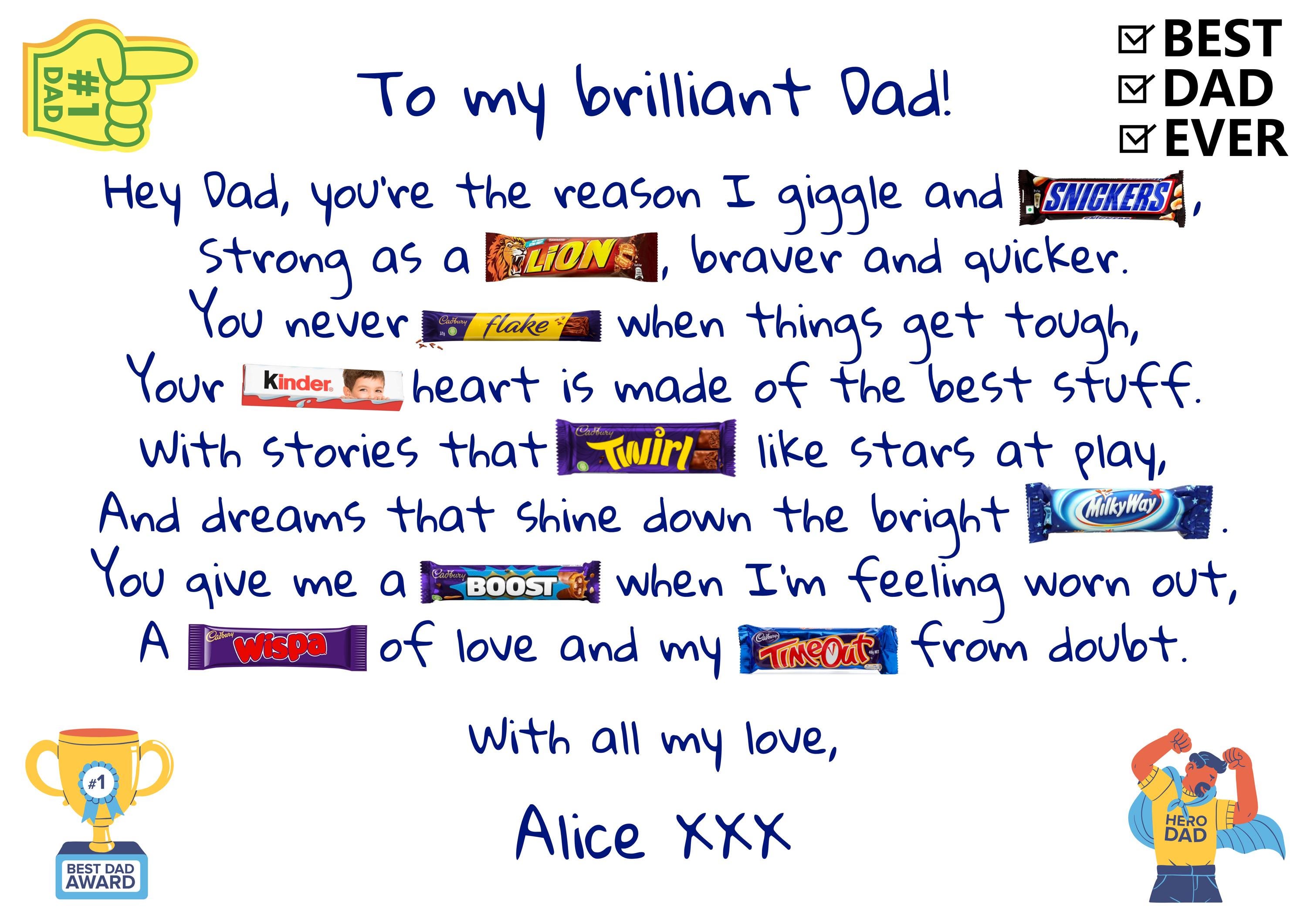 Fathers Day Chocolate Gift Box With Poem | Personalised Letterbox Gift ...