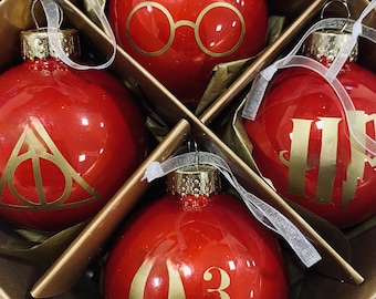 Wizarding Christmas Tree Decorations Baubles for Your HP Wizard School Tree. A Great Merch Gift Harry Decoration Pottery Present.