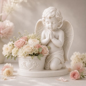 Praying Angel Cherub Planter | Memorial Flower Pot, Religious Home Decor