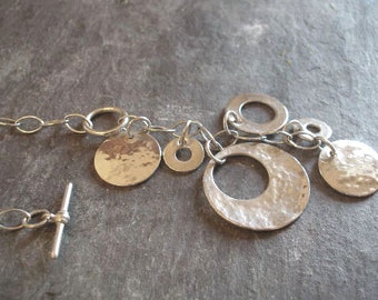 Large Sterling Silver Circles Bracelet or Necklace. Textured and unique. Choose your design and size.  Replace your treasured pieces!