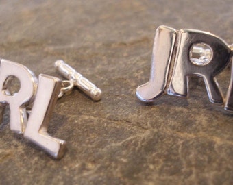 Personalised Cufflinks - Sterling Silver Initials Cufflinks. Choose your letters/initials and cufflink fixing.